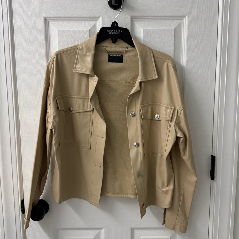 Tahari Women's Tan Faux Suede Cropped Jacket